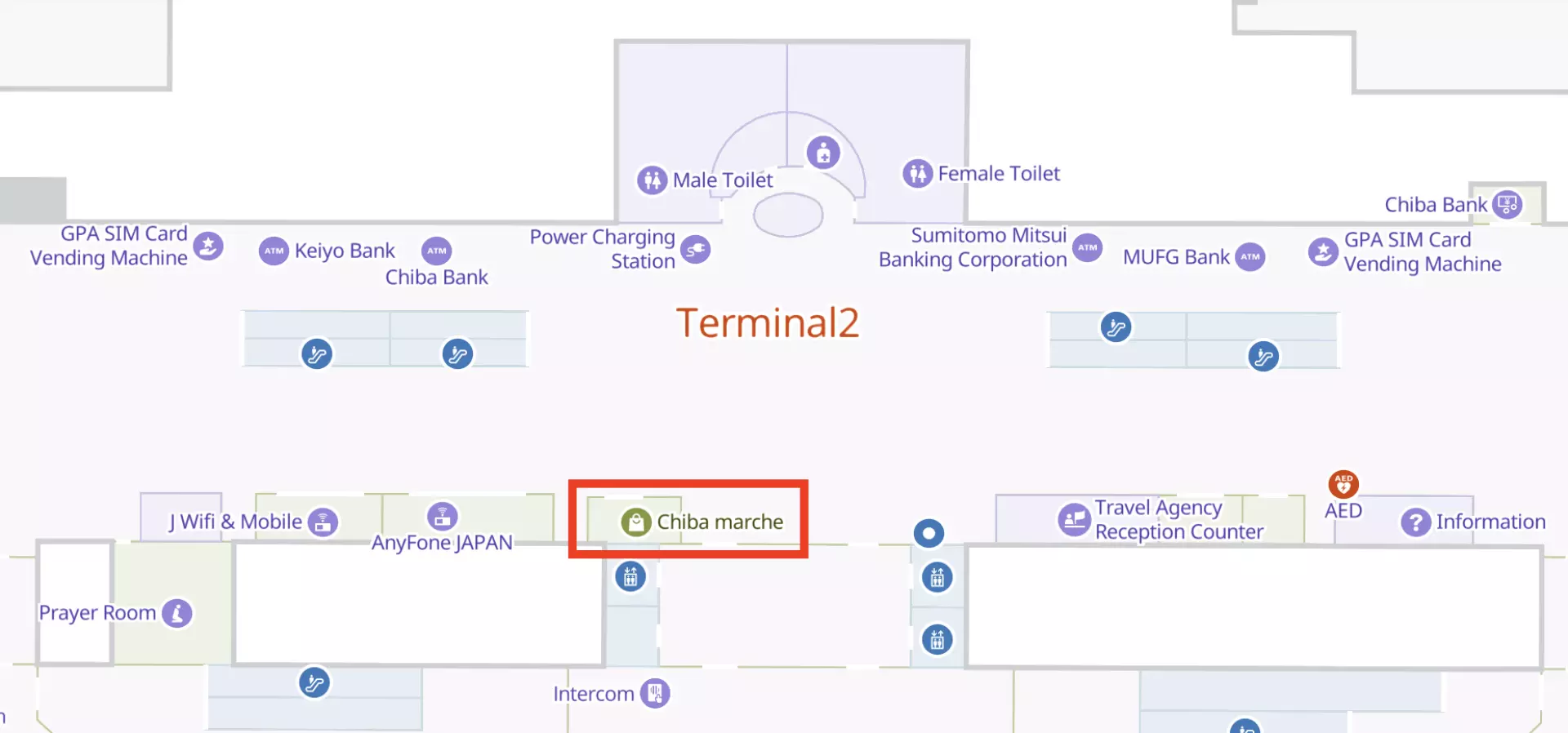 成田空港第2ターミナル ちばマルシェ 地図